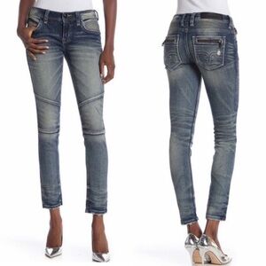 NWT Rock Revival Size 24 Kamil 30” Moto Skinny Vintage Blue Jeans